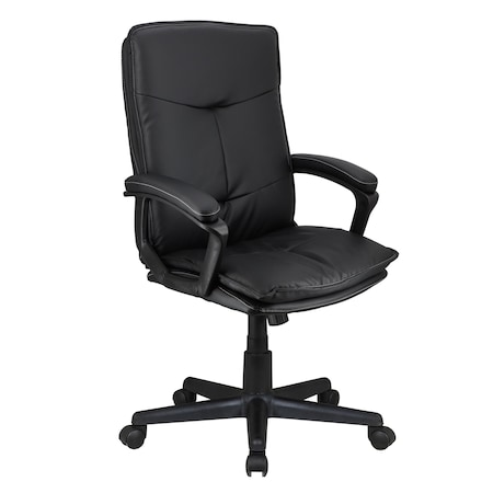 Elama High Back Tufted Faux Leather Adjustable Office Chair in Black ELM-F-017