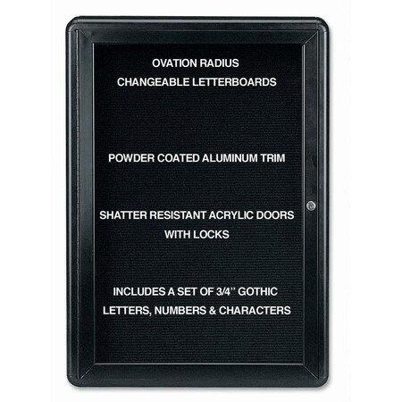 Ghent Ovation Letter Board - Indoor - 1 Door - Black w/Black Frame - 24"W x 34"H OVK1-BBK