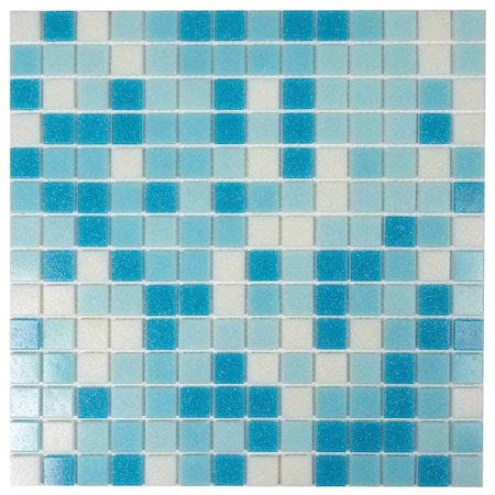 Apollo Tile Mingles 12inx12in Glossy Sky Blue and White Glass Mosaic Wall and Floor Tile 20 sqft/case, 20PK MIX2088BL583A