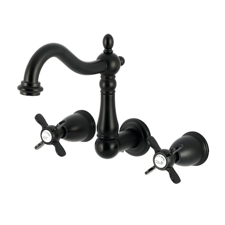 Kingston Brass Double-Handle Wall Mount Bathroom Faucet, Matte Black KS1250BEX