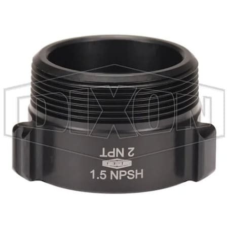Dixon Style N37 Rocker Lug Hydrant Adapter, 1-1/2 x 2 in, FNPSH x MNPT Connection, Aluminum, Hardcoat Anod N37-15S20T
