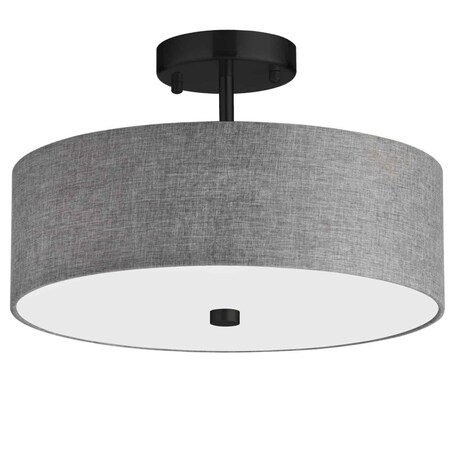 Star Brite 3 Light Incandescent Matte Black Semi-Flush Fixture with Grey Shade ST2929454