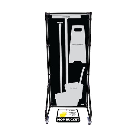 5S Supplies Housekeeping Shadow Board Broom Station V15, Black / Gray, BO, No Text HSB-V15-BLACK/GRAY-BO-NO TEXT