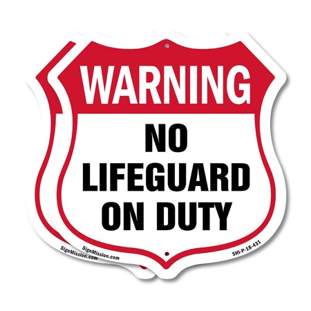 Signmission Pool Safety Shield Sign Warning No Lifeg, 18 inch X 18 inch, Plastic Sign, 2PK SHI-P-2PACK-18-431