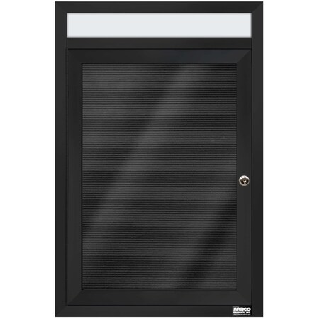 Aarco Enclosed Letter Board Directory w/ Powder Coated Black Aluminum Frame and Header, 24''Hx18''W, 1 Door ADC2418HBK