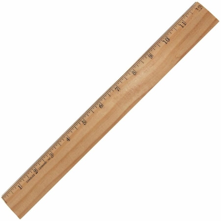Charles Leonard Office Ruler, 12in Length x 1.3in Width, Wood, Metal, Brown 77312