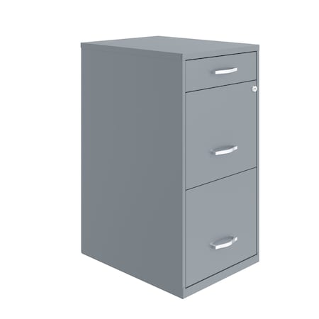 Space Solutions 14.25 in W 3 Drawer Vertical File Cabinet W/ Pencil Drawer, Platinum 25153