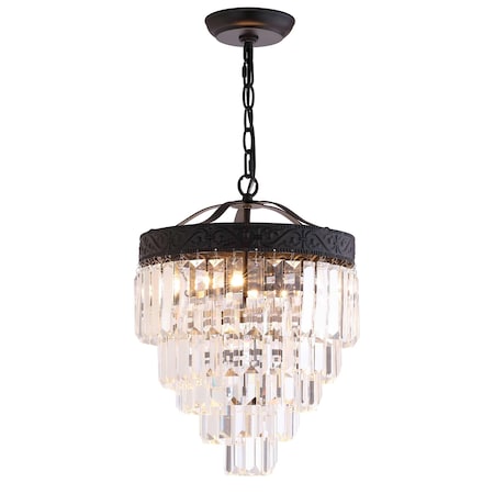 Jonathan Y Wyatt 12" 2-Light Crystal LED Chandelier, Bronze/ Clear JYL9006B