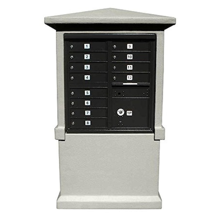 Qualarc Estateview Stucco CBU Mailbox Center, Tall Pedestal - Slate Gray EVMC-TALL-GY