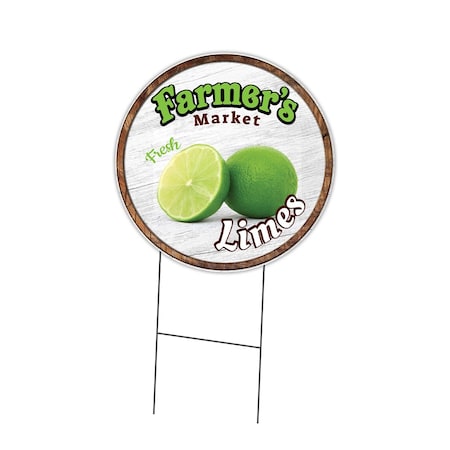Signmission Farmers Market Limes Double Sided Corrugated Plastic Circle Yard Sign, C-24-CIR-DS-WS-Limes C-24-CIR-DS-WS-Limes