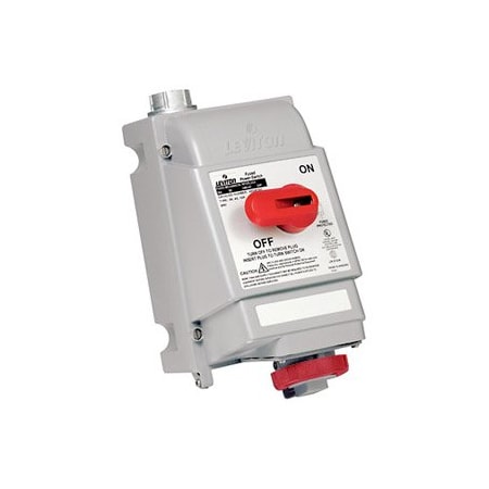 Leviton Industrial Grade Mechanical Interlock, Watertight, 20 Amp, 277/480 Volt 3PY 520MI7W