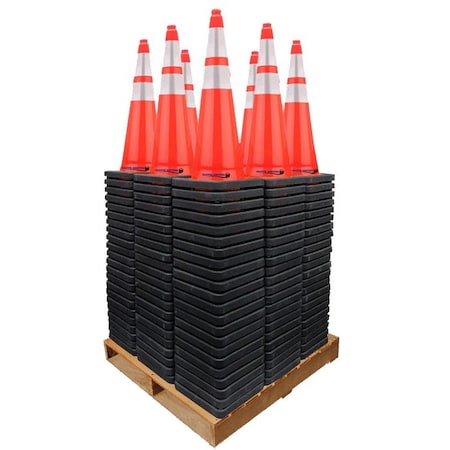 Traffic Kontrol 28in Traffic Safety Cone, 10Lbs, Orange, 6in+4in Hi Intensity Reflective Collars, 112PK TKTC-28-10-OR-2C-112