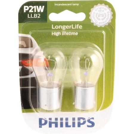 Philips LongerLife Incandescent Back-Up/Cornering/Stop/Turn Miniature Automotive Bulb, 2PK P21WLLB2