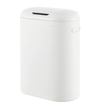 Happimess Robo Kitchen 13.2-Gallon Slim Oval Motion Sensor Touchless Trash Can with Touch Mode, Cotton White HPM1016C