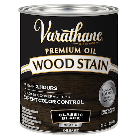 Varathane Premium Wood Stain, Oil Based, Classic Black, 1 Quart 381112