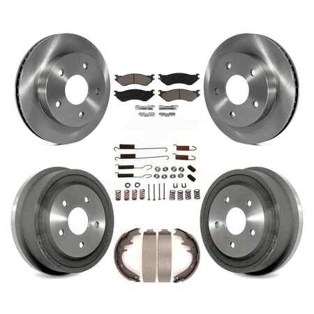 Transit Auto Front Rear Disc Brake Rotor Ceramic Pad & Drum Kit 7Pc For 2000-2001 Dodge Ram 1500 RWD K8C-102272