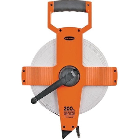 Keson Tape Measure, 200 ft L Blade, 3/8 in W Blade, Steel Blade, ABS Case, Gray Case NR18200