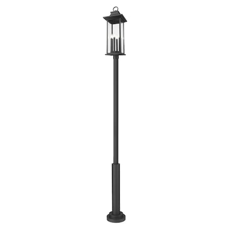 Z-Lite Tiberius 6 Light Outdoor Post Mounted Fixture, Black/Clear Seedy, 12 In W x 129.5 In H 5017PHXLR-5010P-BK