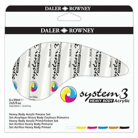Daler-Rowney System3 Acrylic Paint, Heavy Body, Starter Set, Assorted Colors, 59ml, 6-Piece Set D140900123