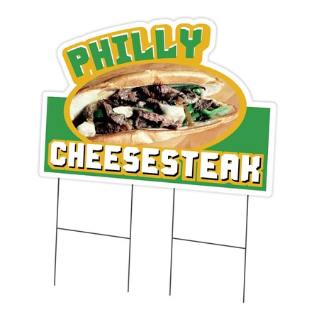 Signmission Philly Cheesesteak Yard Sign & Stake outdoor plastic coroplast window, C-DC-2436-Philly Cheesesteak C-DC-2436-Philly Cheesesteak