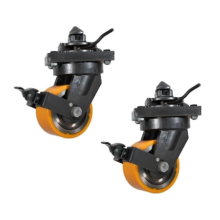Mytee Products Heavy Duty 8 in ISO Shipping Container Caster Wheels with Brakes 11000 lbs WLL, 2PK CTL-CasterWheel-5Tx2