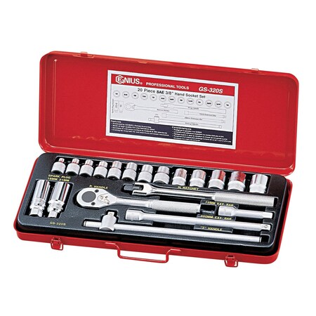 Genius Tools 20PC 3/8in Dr. SAE Hand Socket Set GS-320S