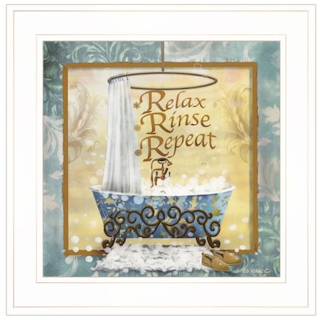 Homeroots Relax Rinse Repeat 1 White Framed Print Bathroom Wall Art 406837