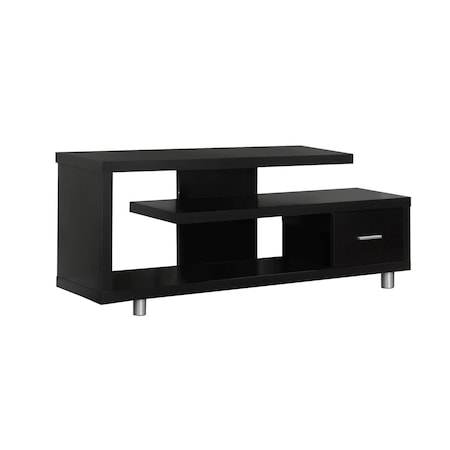 Homeroots 60in Dark Brown Cabinet Enclosed Storage TV Stand 332882