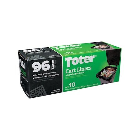Toter 96 gal Quick Tie Cart Liner Black 6393359