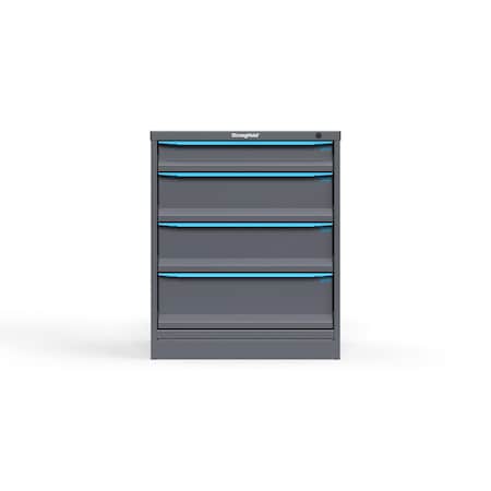 Strong Hold 4 drawer cabinet - (1x 4ft, 2x 7ft, 1x 8ft) - Blue accents - Keyed Different S3036-PPDAS-0402FS
