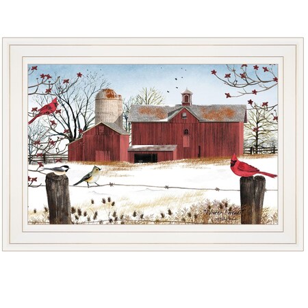 Homeroots Winter Friends 1 White Framed Print Wall Art 404421