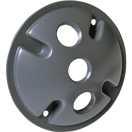 Hubbell Cluster Cover, 4-1/8 in Dia, 4-1/8 in W, Round, Aluminum, Gray, Powder-Coated 5197-0
