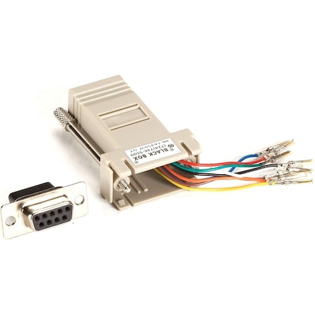Black Box Black Box DB9 to RJ45 Serial Modular Adapter, DB9 Female to RJ45 Female, Gray FA4509F-GY