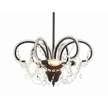 Jonathan Y Caroline 16" Metal/Crystal LED Adjustable Chandelier, Oil Rubbed Bronze JYL9521A