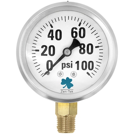 Zenport Glycerin Liquid Filled Pressure Gauge, 100 PSI LPG100