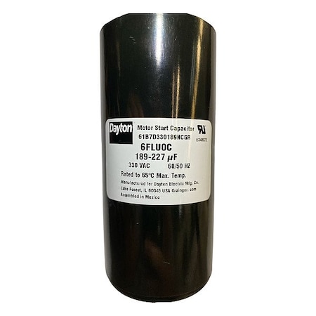 Dayton Motor Start Capacitor, Round 6FLU0