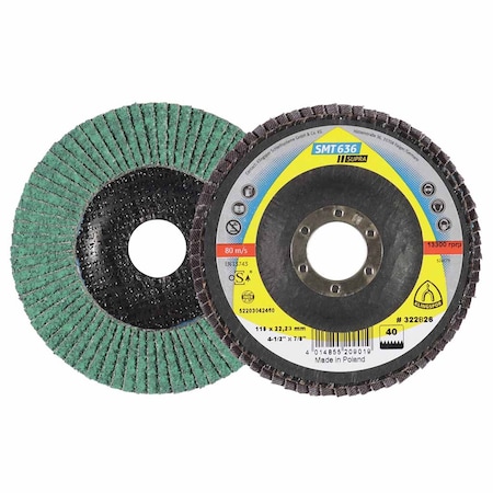 Klingspor SMT Flap Disc 636 4-1/2" 80 Grit, 10PK 636080115022