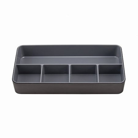 Advantus Fusion Five-Compartment Plastic Accessory Holder, Plastic, 12.25 x 6 x 2, Black/Gray 37682