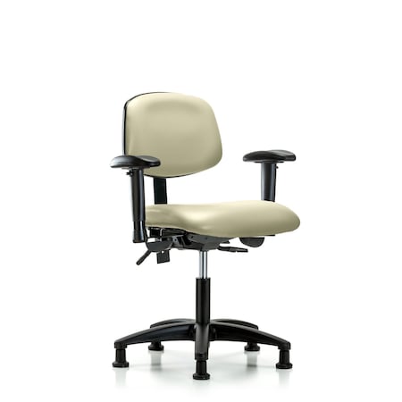 Blue Ridge Ergonomics Desk Chair Desk Chair, Vinyl, AA Glides, Wht, Adjustable Arms, 18" to 23" Height, Vinyl, Adobe White BR-VDHCH-RG-T0-A1-RG-8501