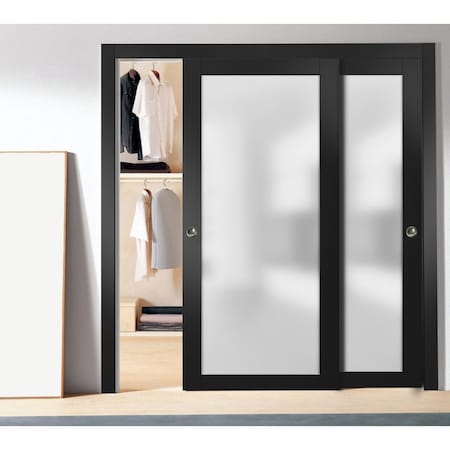 Sartodoors Double Barn Interior Door, White PLANUM2102DBD-BLK-48