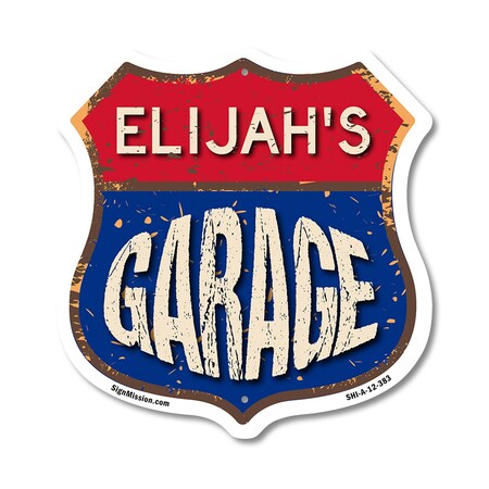 Signmission Elijah's Garage, 12 Inch X 12 Inch, Aluminum Metal Sign SHI-A-12-383-ELIJAH