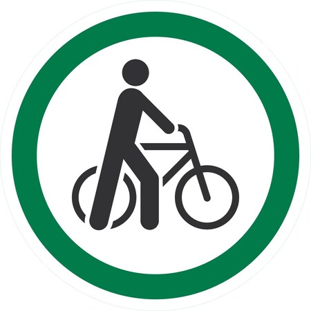 Lyle ISO Walk Your Bicycle Symbol, 10x10, Non-Reflective, White G-1027-PL_10x10