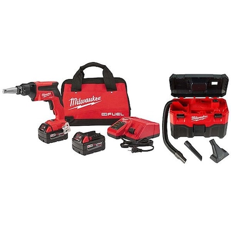Milwaukee Tool M18 FUEL Screw Gun Kit + M18 2Gal Vacuum 2866-22, 0880-20