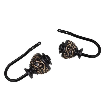 Kd Harmony Curtain Holdback, Black, 2PK KD3176734