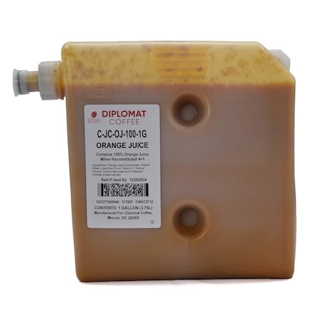 Diplomat Coffee OJ - 100% Orange Juice concentrate BIB 3 x 1 gal cs, 3PK C-JC-OJ-100-1G