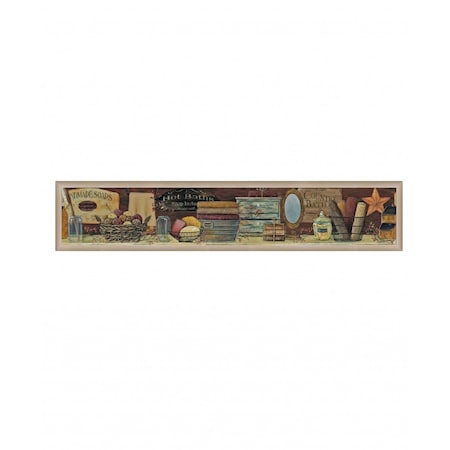 Homeroots Country Bath Shelf 5 Brown Framed Print Bathroom Wall Art 415960