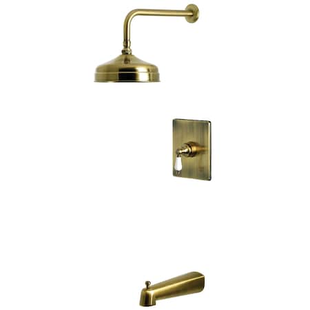 Kingston Brass Single-Handle Pressure Balanced Tub and Shower Faucet, Antique Brass KB6343PL