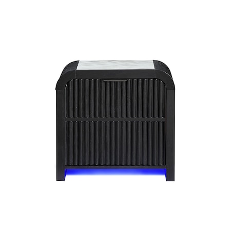 Global Furniture Usa Contemporary Beckett White/Black Nightstand With Led, Cooler And Speaker BECKETT-WHT/BLK-NS W/ LED COOLER & SPEAKER