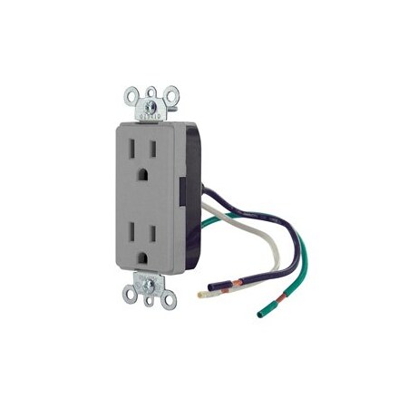 Leviton Commercial Grade Decora Receptacle, 15 Amp, 125 Volt 16252-LGY