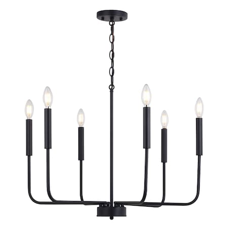 Vaxcel Beldon 6 Light Black Contemporary Chandelier Candelabra H0297